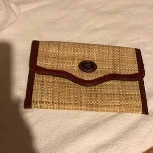 Etienne Aigner Straw Envelope Clutch Purse Handbag